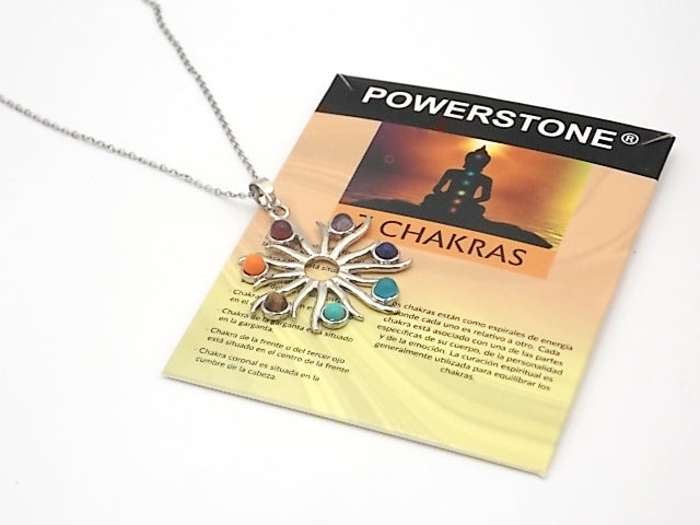 Colgante con las piedras naturales de los 7 chakras con diseño de Sol