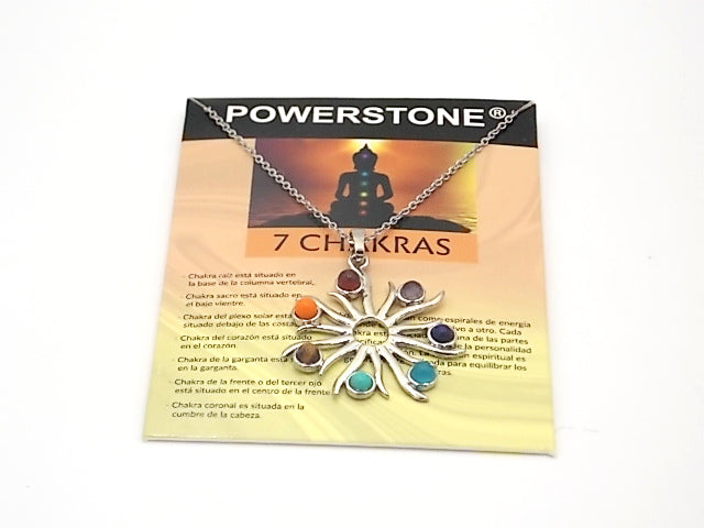 Colgante con las piedras naturales de los 7 chakras con diseño de Sol