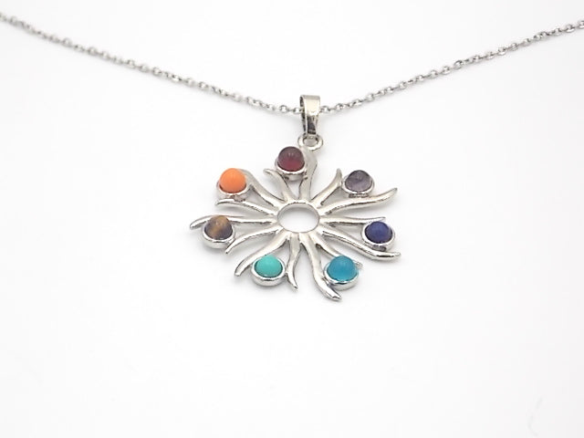 Colgante con las piedras naturales de los 7 chakras con diseño de Sol