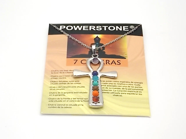 Colgante con las piedras naturales de los 7 chakras con diseño de Cruz de la vida