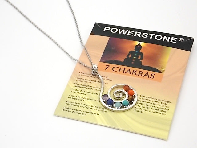Colgante con las piedras naturales de los 7 chakras con diseño de Espiral