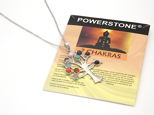 Colgante con las piedras naturales de los 7 chakras con diseño de Árbol de la vida