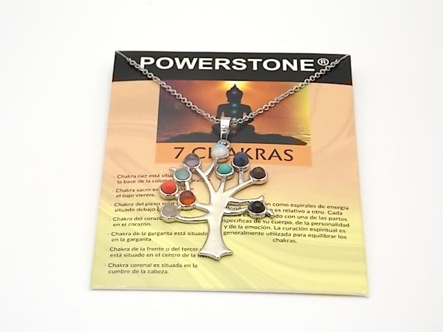 Colgante con las piedras naturales de los 7 chakras con diseño de Árbol de la vida