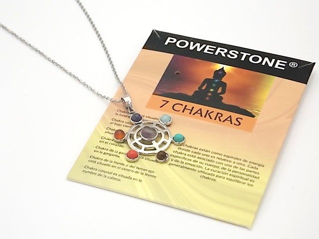 Colgante con las piedras naturales de los 7 chakras con diseño de Estrella círculos