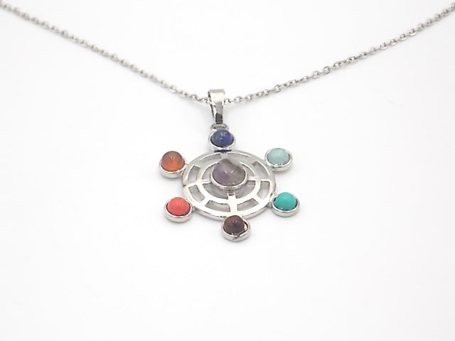 Colgante con las piedras naturales de los 7 chakras con diseño de Estrella círculos