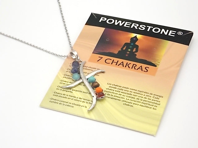Colgante con las piedras naturales de los 7 chakras con diseño de Espada