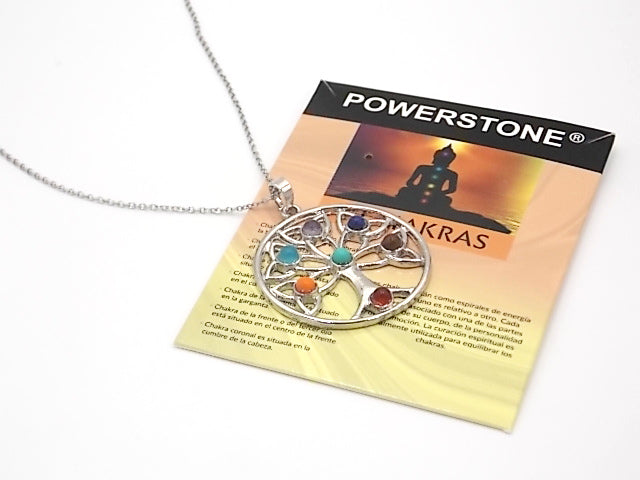 Colgante con las piedras naturales de los 7 chakras con diseño de Árbol de la vida 2