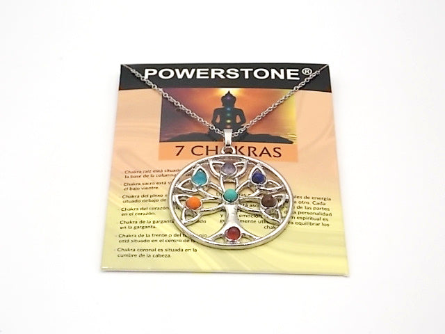 Colgante con las piedras naturales de los 7 chakras con diseño de Árbol de la vida 2