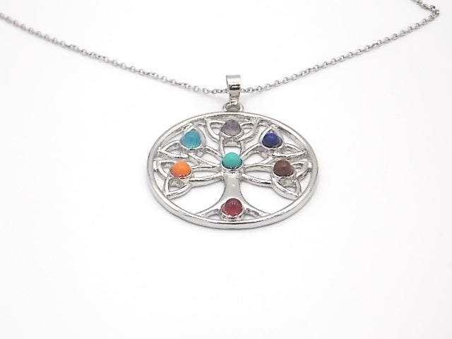 Colgante con las piedras naturales de los 7 chakras con diseño de Árbol de la vida 2