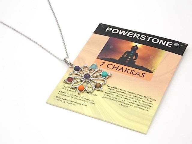 Colgante con las piedras naturales de los 7 chakras con diseño de Flor 2