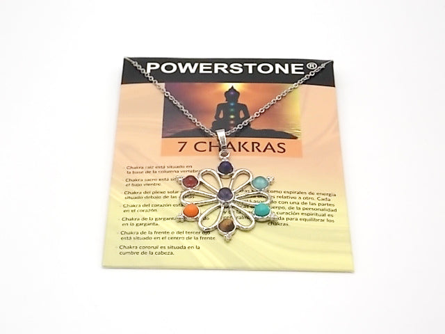 Colgante con las piedras naturales de los 7 chakras con diseño de Flor 2