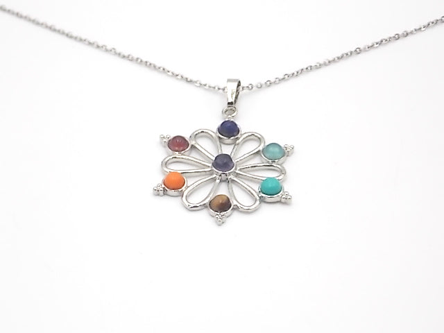 Colgante con las piedras naturales de los 7 chakras con diseño de Flor 2
