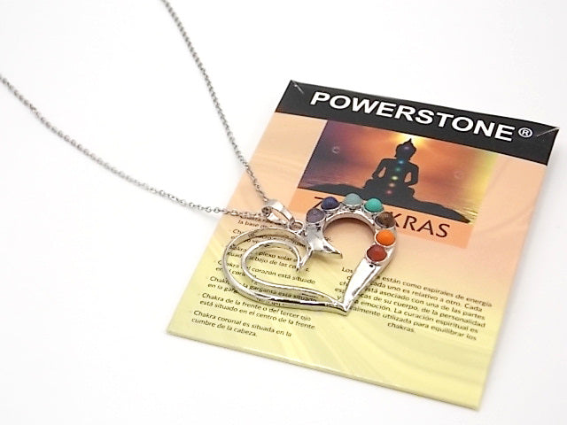 Colgante con las piedras naturales de los 7 chakras con diseño de Corazón