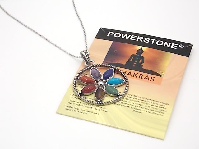 Colgante con las piedras naturales de los 7 chakras con diseño de Flor 3