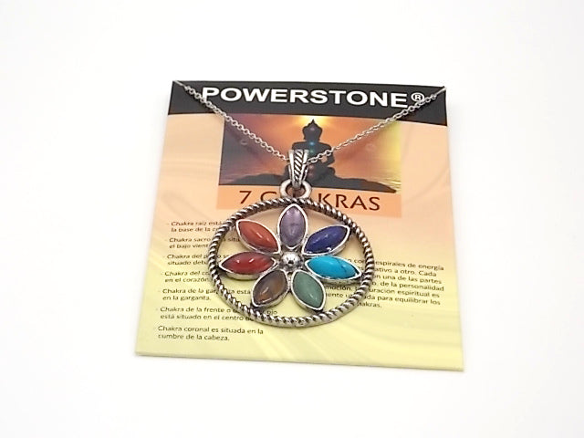 Colgante con las piedras naturales de los 7 chakras con diseño de Flor 3