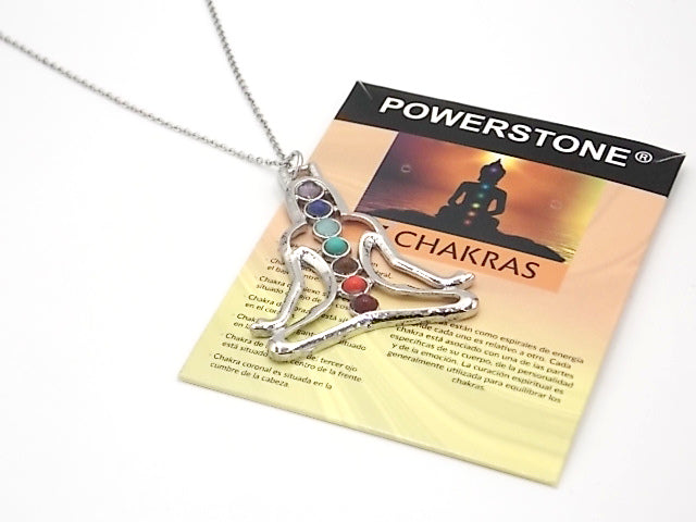 Colgante con las piedras naturales de los 7 chakras con diseño de Meditación