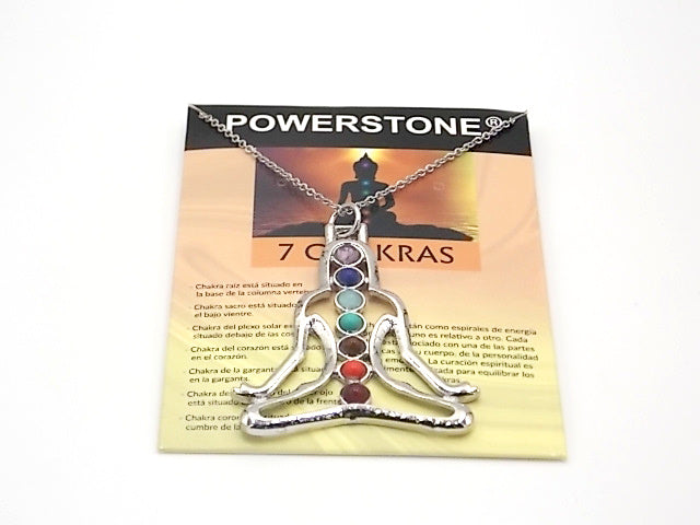 Colgante con las piedras naturales de los 7 chakras con diseño de Meditación