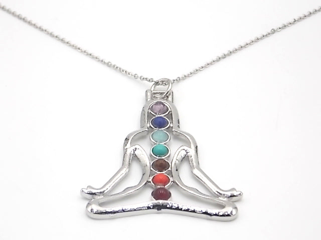 Colgante con las piedras naturales de los 7 chakras con diseño de Meditación