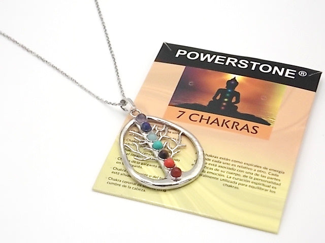 Colgante con las piedras naturales de los 7 chakras con diseño de Árbol de la vida 3