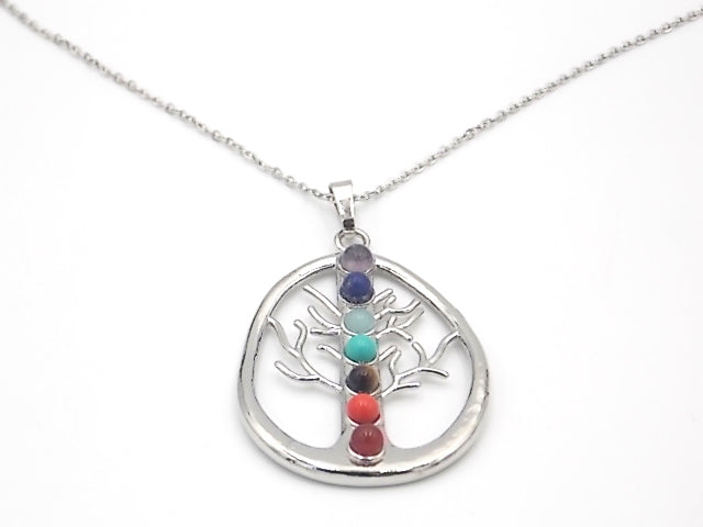 Colgante con las piedras naturales de los 7 chakras con diseño de Árbol de la vida 3