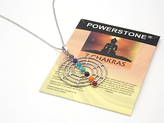 Colgante con las piedras naturales de los 7 chakras con diseño de Laberinto