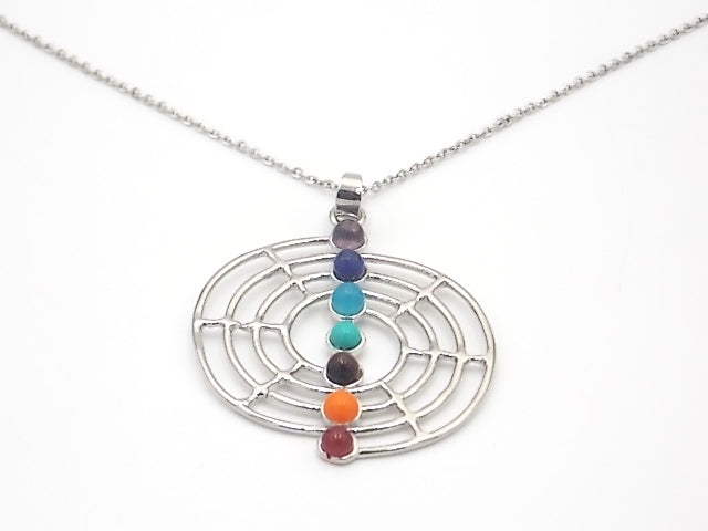 Colgante con las piedras naturales de los 7 chakras con diseño de Laberinto