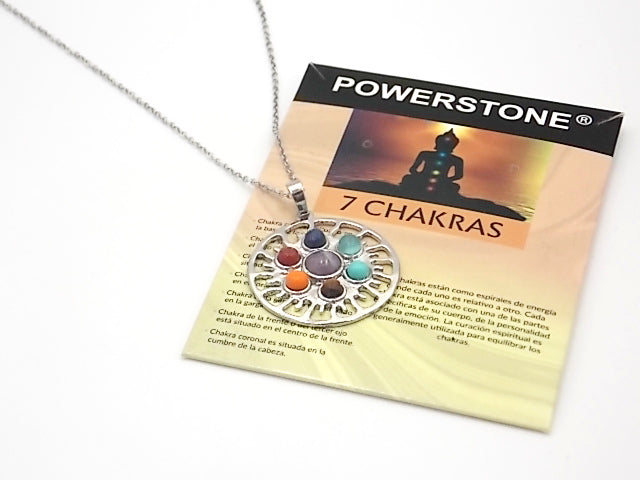 Colgante con las piedras naturales de los 7 chakras con diseño de Sol 2