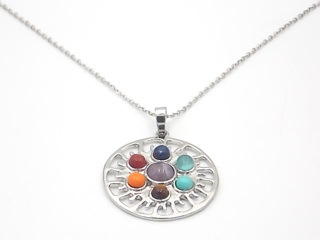 Colgante con las piedras naturales de los 7 chakras con diseño de Sol 2