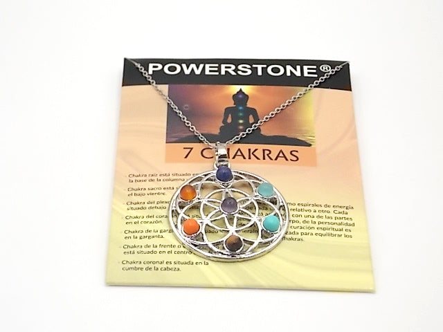 Colgante con las piedras naturales de los 7 chakras con diseño de Flor de la vida