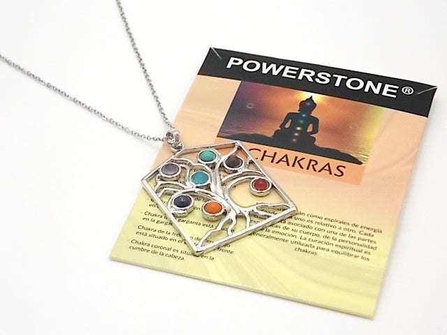 Colgante con las piedras naturales de los 7 chakras con diseño de Árbol de la vida 4