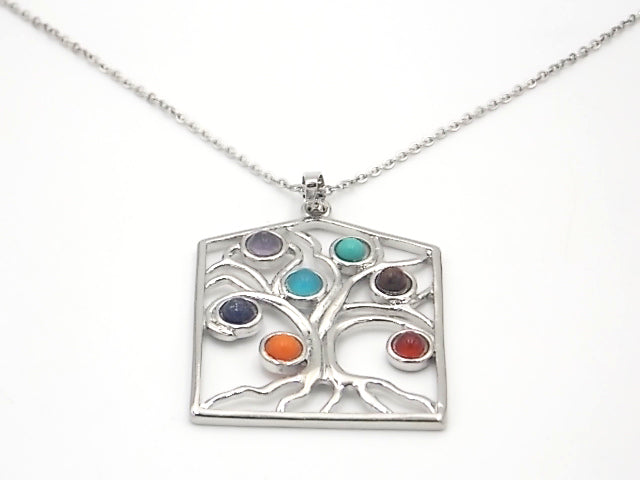 Colgante con las piedras naturales de los 7 chakras con diseño de Árbol de la vida 4