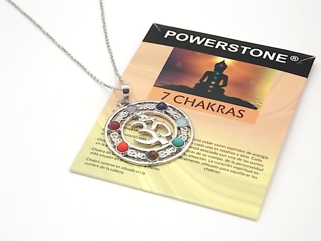 Colgante con las piedras naturales de los 7 chakras con diseño de Om 2