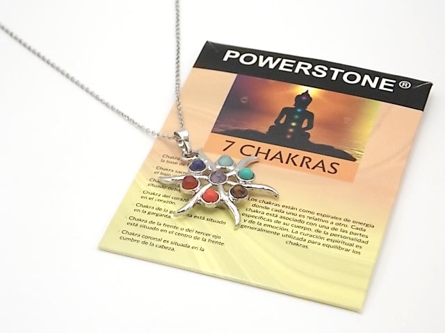 Colgante con las piedras naturales de los 7 chakras con diseño de Estrella de mar