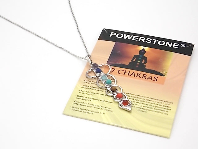 Colgante con las piedras naturales de los 7 chakras con diseño de Caduceo