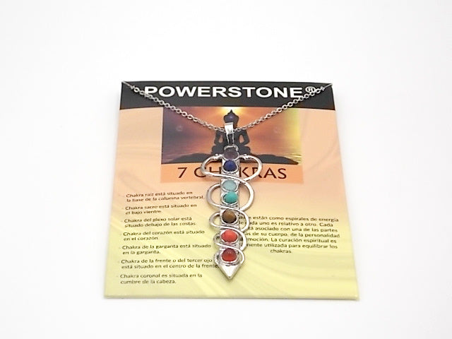 Colgante con las piedras naturales de los 7 chakras con diseño de Caduceo