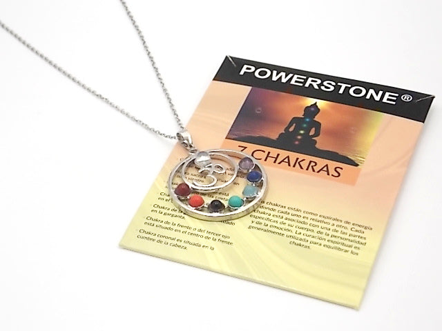 Colgante con las piedras naturales de los 7 chakras con diseño de Om 4