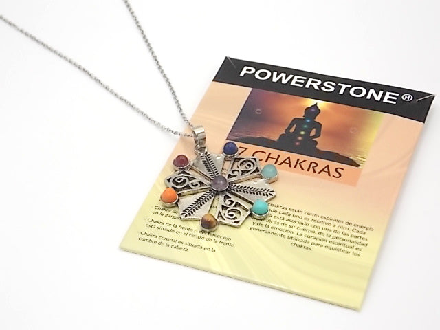 Colgante con las piedras naturales de los 7 chakras con diseño de Hexágono