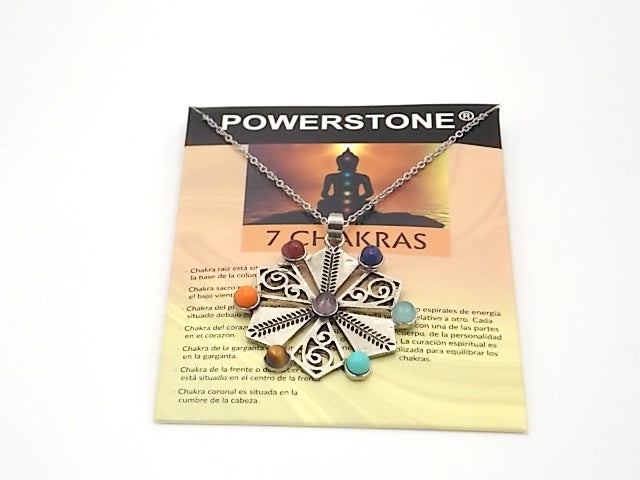 Colgante con las piedras naturales de los 7 chakras con diseño de Hexágono