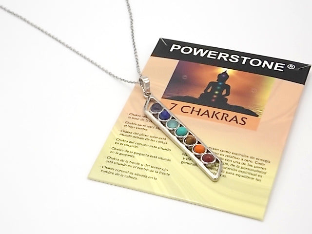 Colgante con las piedras naturales de los 7 chakras con diseño de Caduceo 2