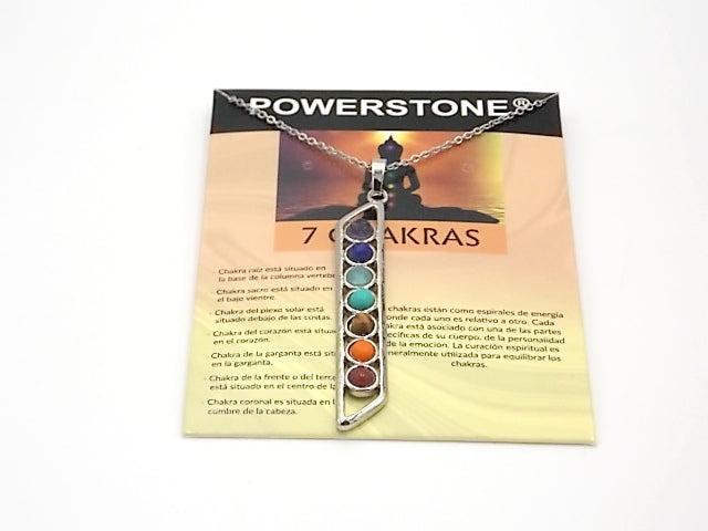 Colgante con las piedras naturales de los 7 chakras con diseño de Caduceo 2