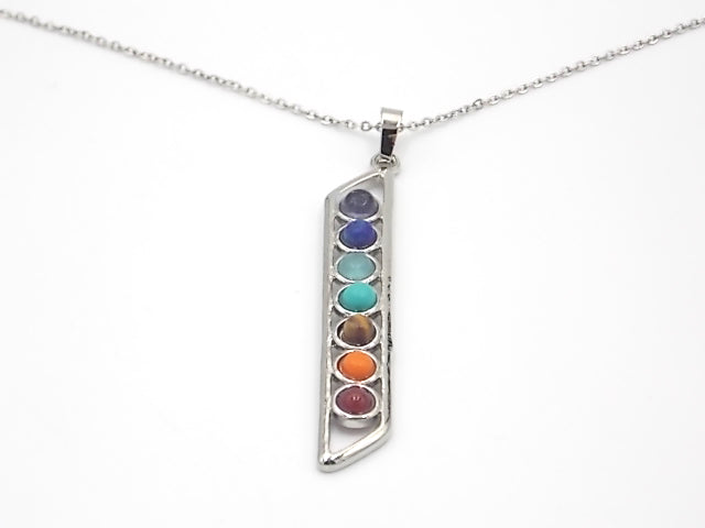 Colgante con las piedras naturales de los 7 chakras con diseño de Caduceo 2
