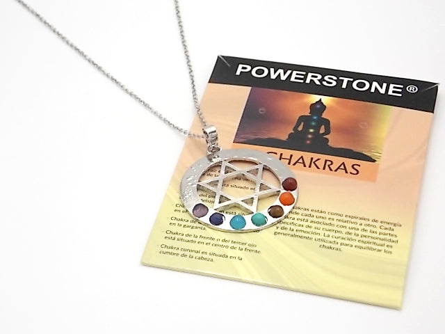 Colgante con las piedras naturales de los 7 chakras con diseño de Estrella de David 2