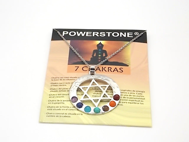 Colgante con las piedras naturales de los 7 chakras con diseño de Estrella de David 2