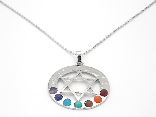 Colgante con las piedras naturales de los 7 chakras con diseño de Estrella de David 2