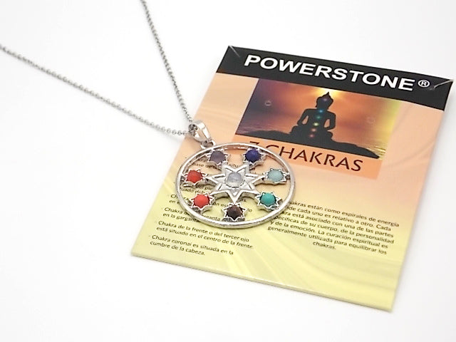 Colgante con las piedras naturales de los 7 chakras con diseño de Estrella