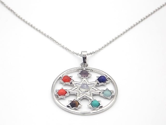 Colgante con las piedras naturales de los 7 chakras con diseño de Estrella