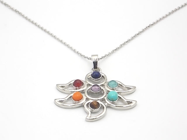 Colgante con las piedras naturales de los 7 chakras con diseño de Sol 4
