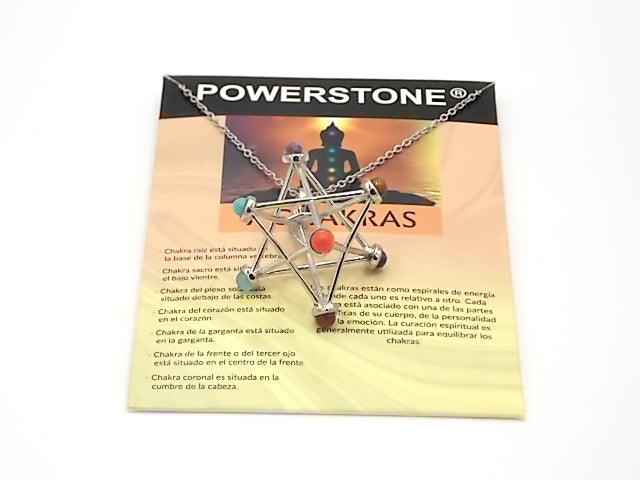 Colgante con las piedras naturales de los 7 chakras con diseño de Merkabah