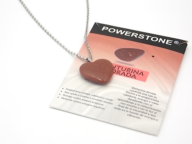 Colgante de piedra natural de Venturina dorada en forma de Corazón de 30mm