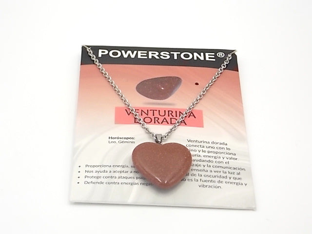 Colgante de piedra natural de Venturina dorada en forma de Corazón de 30mm